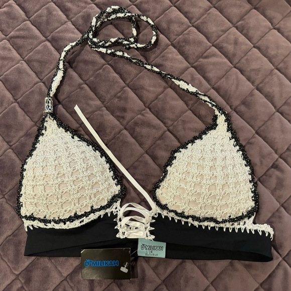 D  Malikah  Crotchet Swimwear Halter Cheeky Swimsuit Bathing Suit - Picture 2 of 6